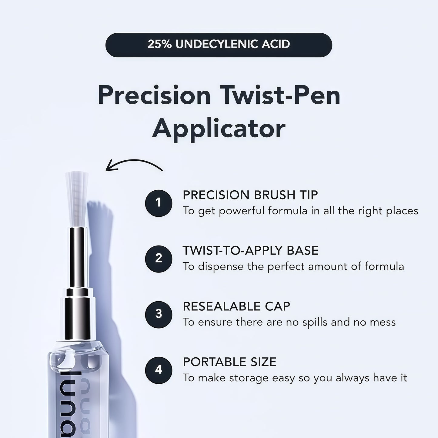 Lunavia Antifungal Pen – Cures Most Athlete’s Foot, Jock Itch, and Ringworm - 25% Undecylenic Acid with added Tea Tree, Jojoba, Clove Bud Oils & Aloe - 3-Pack Twist Pen (9ML Volume)