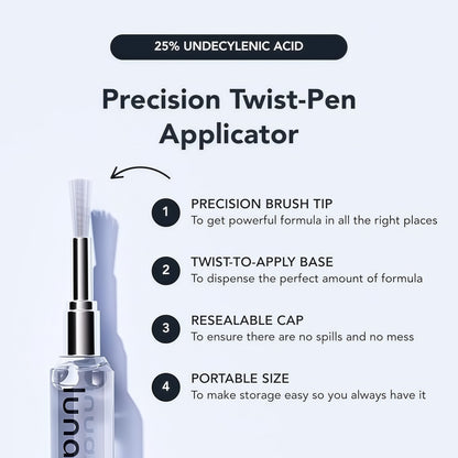 Lunavia Antifungal Pen – Cures Most Athlete’s Foot, Jock Itch, and Ringworm - 25% Undecylenic Acid with added Tea Tree, Jojoba, Clove Bud Oils & Aloe - 3-Pack Twist Pen (9ML Volume)